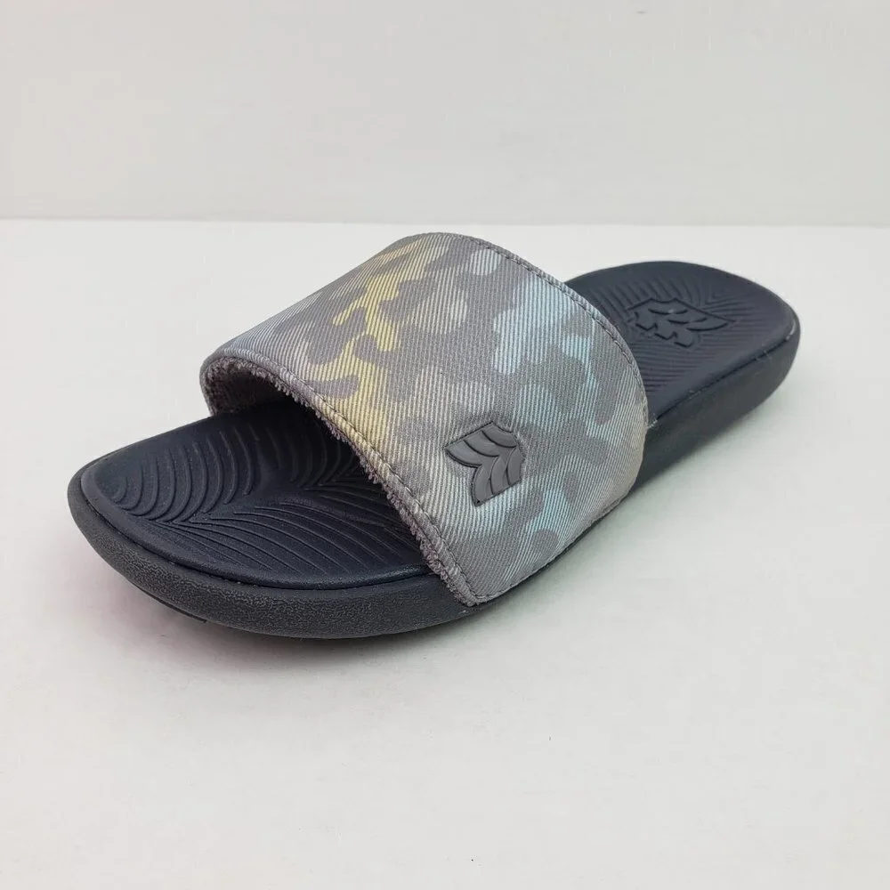NEW All In Motion Kids Size 1Y Cypress Gray Slip On Slides Sandals